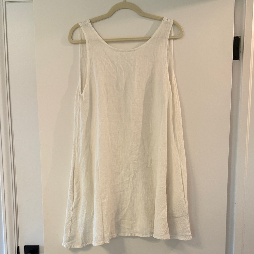 Sleeveless White Linen Cover Up